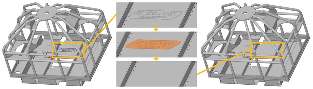 为了避免进行可能不必要的分析，我使用Ansys SpaceClaim的帮助将铭牌从几何中删除了