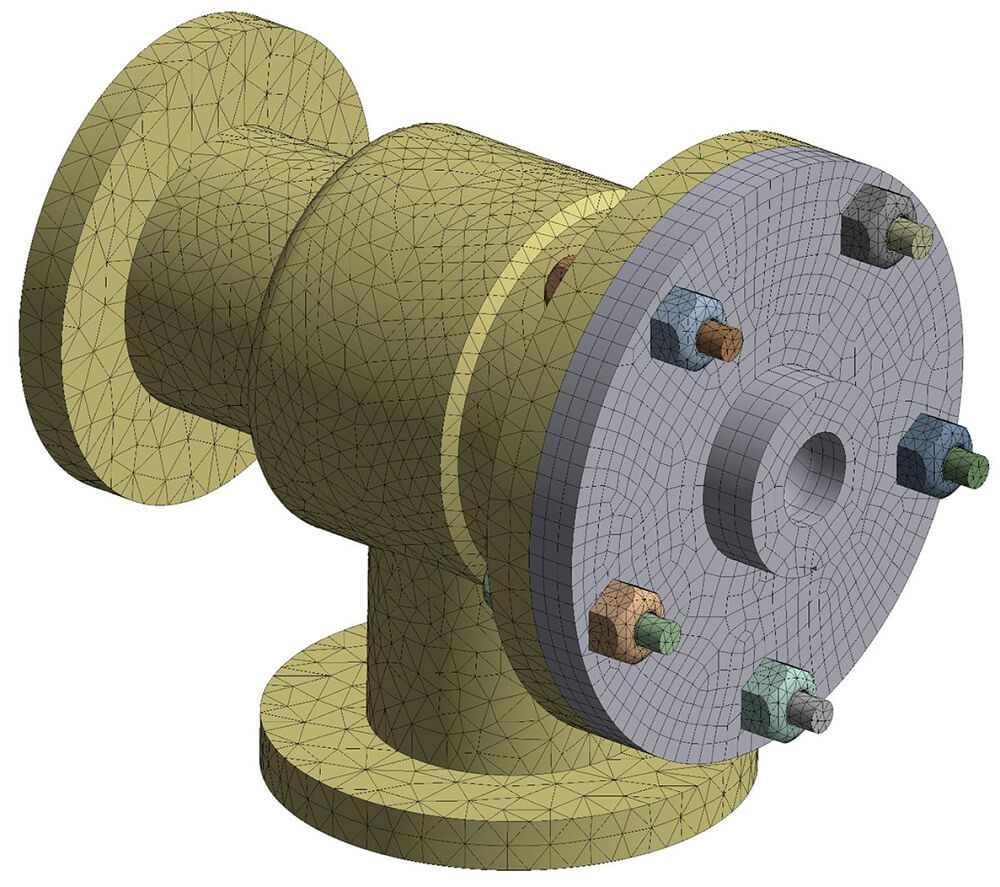 管道连接几何形状，Ansys Mechanical中构建的混合网格